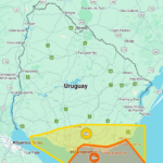 Advertencia de color Naranja para localidades de Canelones, Maldonado y Rocha