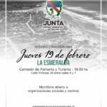 Sesión Extraordinaria de la Junta será este jueves en La Esmeralda