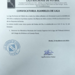Liga Rochense de Fútbol realizará Asamblea el próximo martes