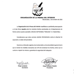 Consejo Directivo de O.P.I. se solidariza y repudia intentos de entorpecer la labor periodística en el departamento de Rocha